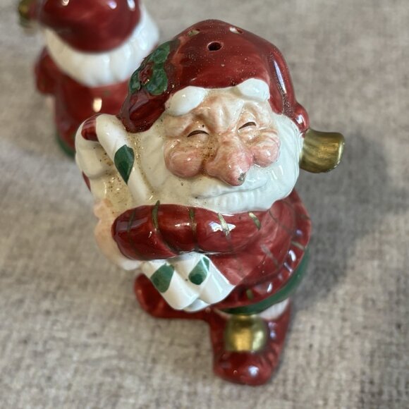 Vtg 1990 Fitz & Floyd Salt & Pepper Shakers Christmas Elves w/ Candy Canes - Picture 3 of 7